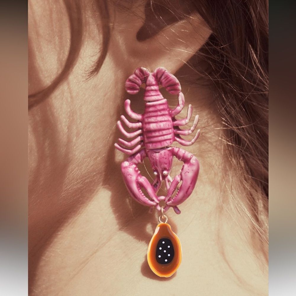 Pink Scorpion Statement Earrings A1257 25$